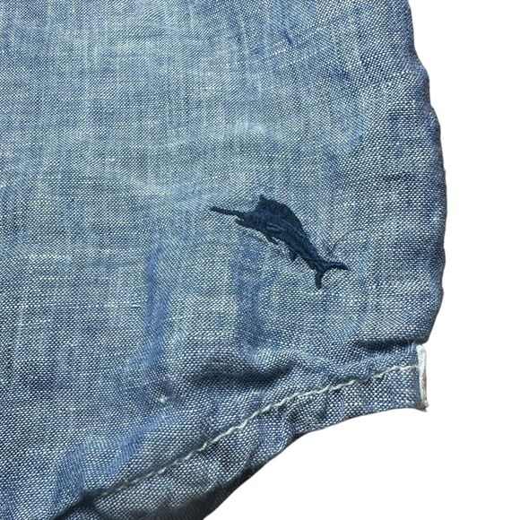 Tommy Bahama 100% Linen Shirt Men's Size XL Blue Short Sleeve Sea Marlin Preppy - Picture 3 of 4